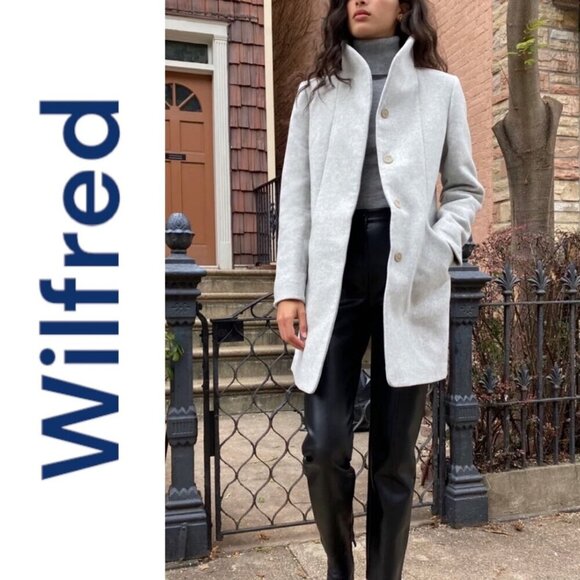 WILFRED ARITZIA The Cocoon Wool Cashmere Dress Coat Longline Heather Gray, Large - Picture 1 of 14